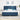 Pat cu arcuri cu headboard albastru 200 x 200 cm țesătură