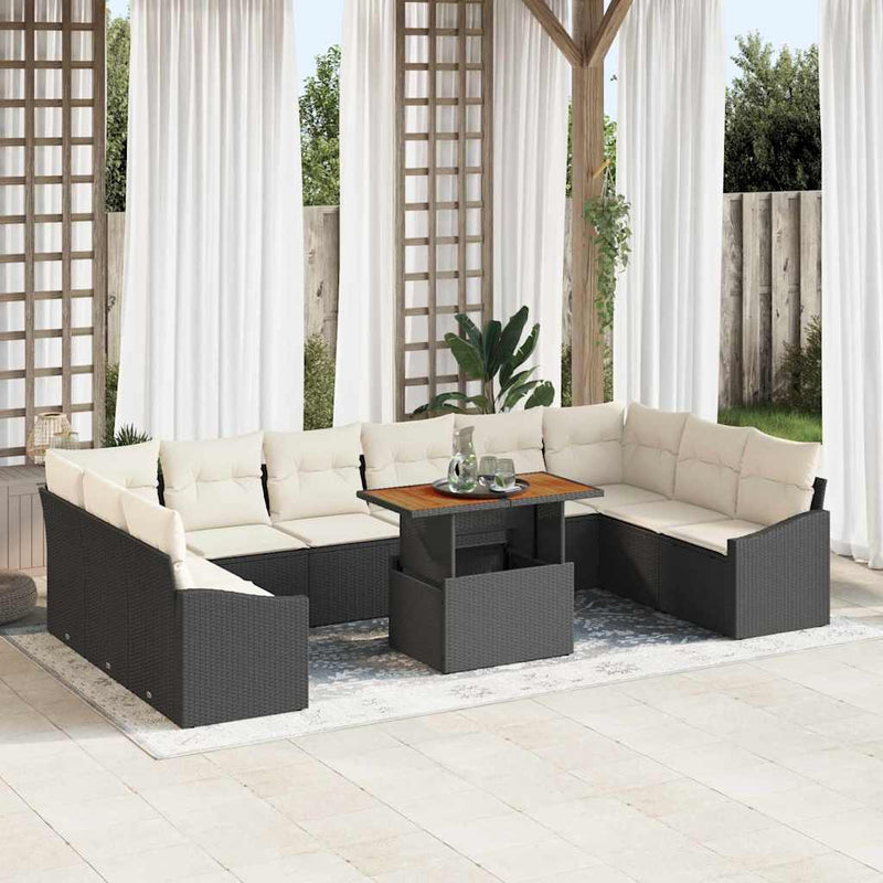 Set de canapele pentru grădină 11 buc. Negru și Crem