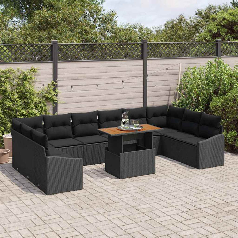 Set de canapele pentru grădină 11 buc. Negru și Maro