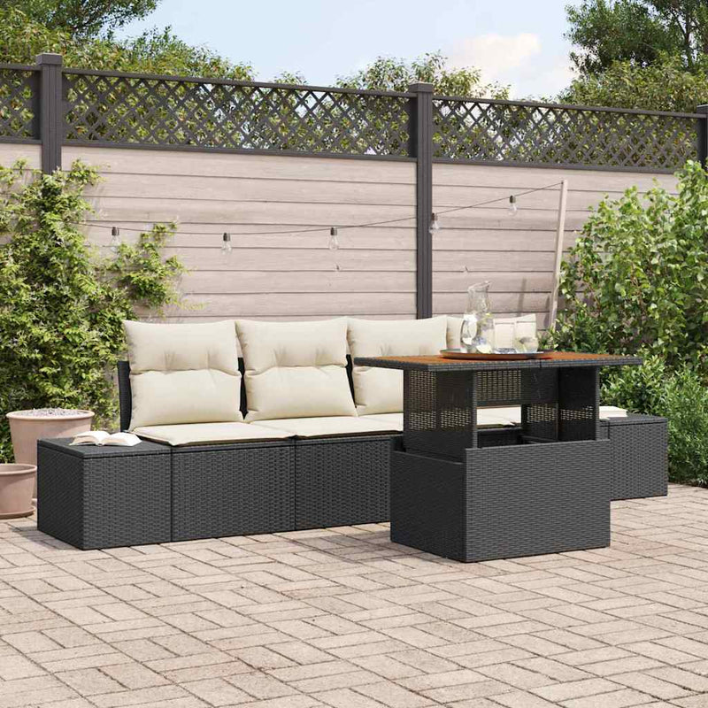 Set de canapele pentru grădină 5 buc. Negru și Crem