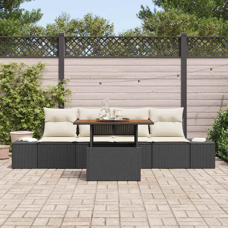 Set de canapele pentru grădină 5 buc. Negru și Crem