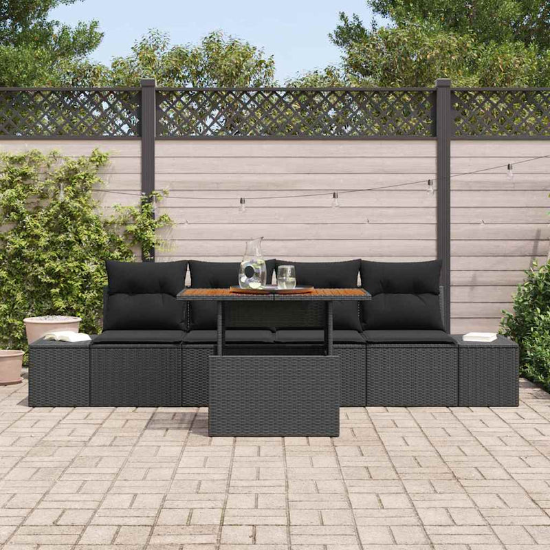 Set de canapele pentru grădină 5 buc. Negru și Maro