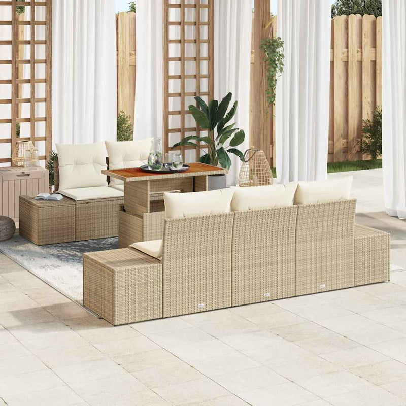 Set de canapele pentru grădină 6 buc. Bej și crem