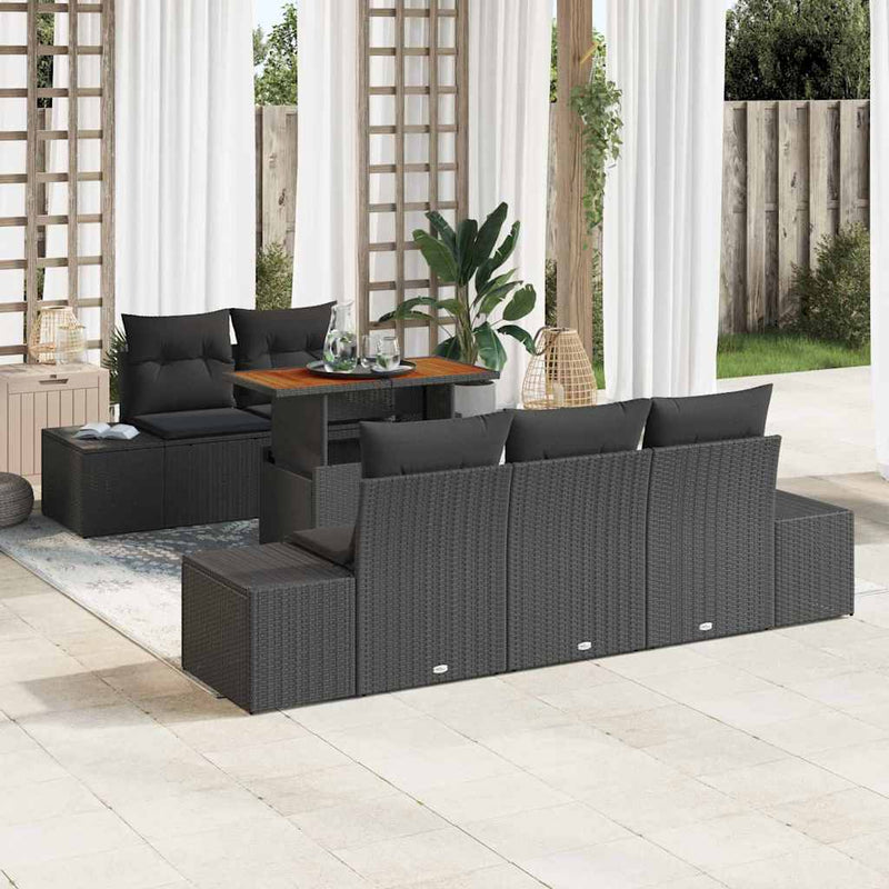 Set de canapele pentru grădină 6 buc. Negru și Maro