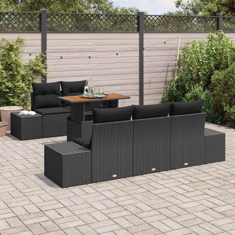 Set de canapele pentru grădină 6 buc. Negru și Maro