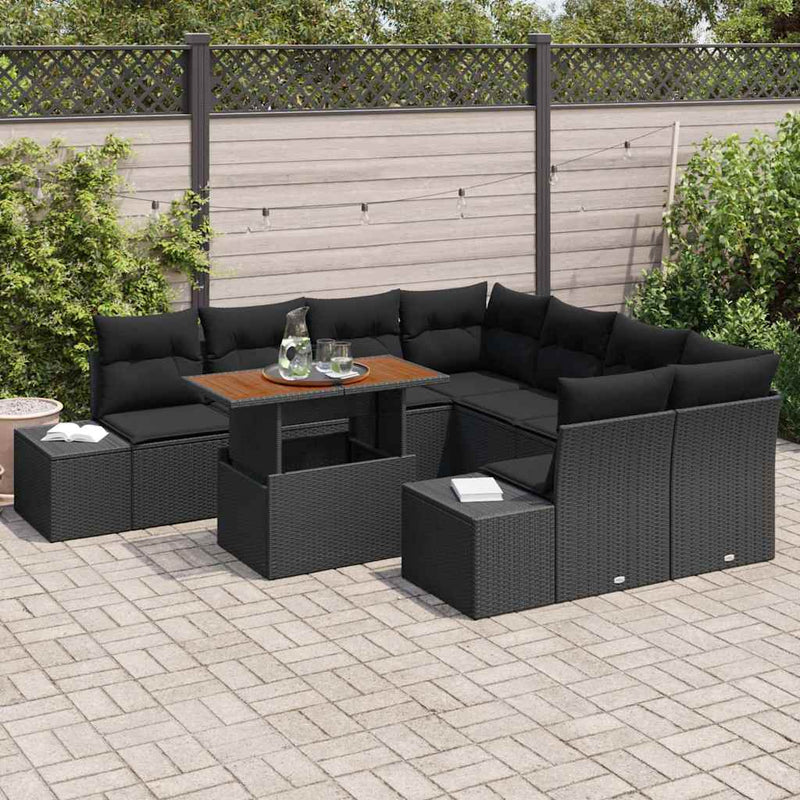 Set de canapele pentru grădină 9 buc. Negru și Maro