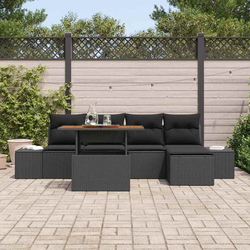 Set de canapele pentru grădină 6 buc. Negru poliratan