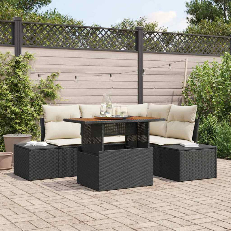 Set de canapele pentru grădină 5 buc. Negru și Crem