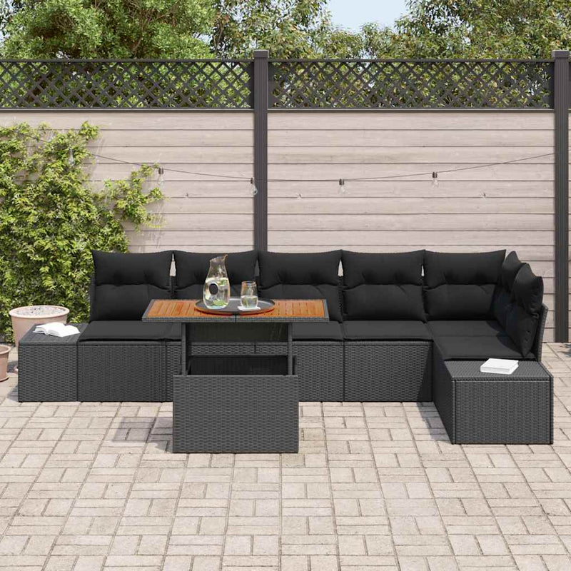 Set de canapele pentru grădină 7 buc. Negru și Maro
