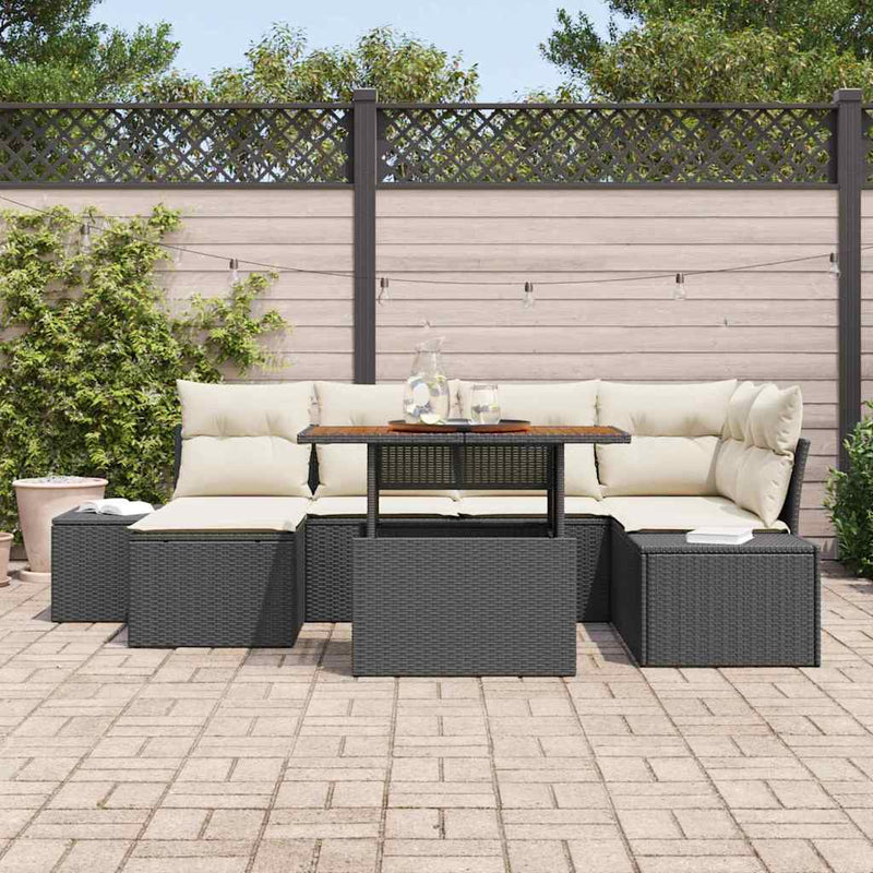 Set de canapele pentru grădină 7 buc. Negru și Crem