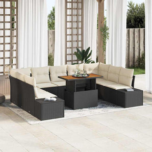 Set de canapele pentru grădină 10 buc. Negru și Crem