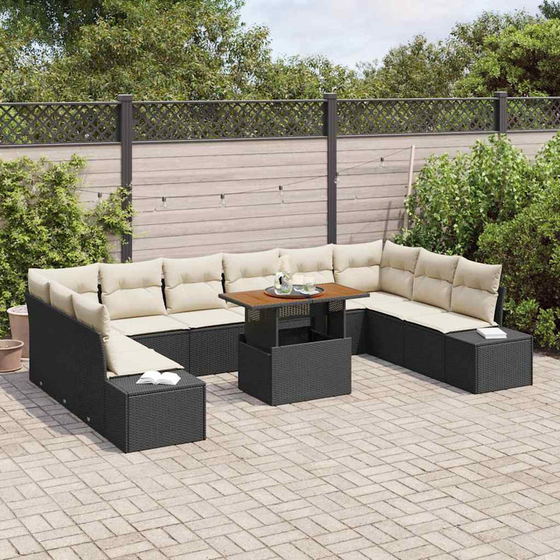 Set de canapele pentru grădină 11 buc. Negru și Crem