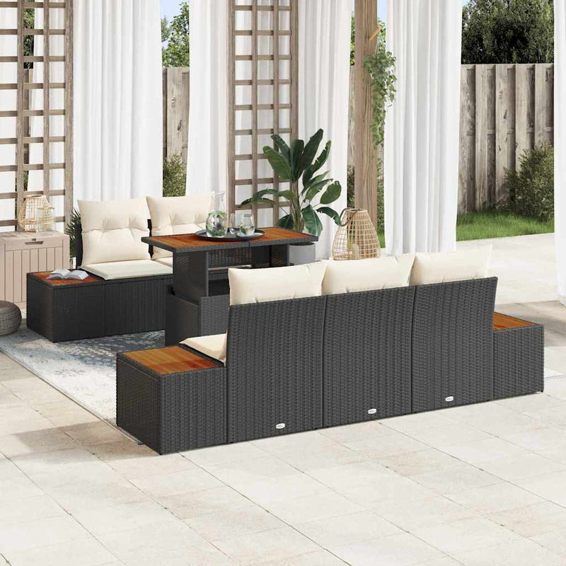 Set de canapele pentru grădină 6 buc. Negru și Bej