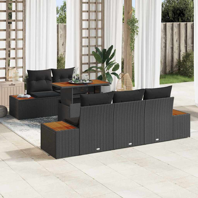 Set de canapele pentru grădină 6 buc. Negru și Maro