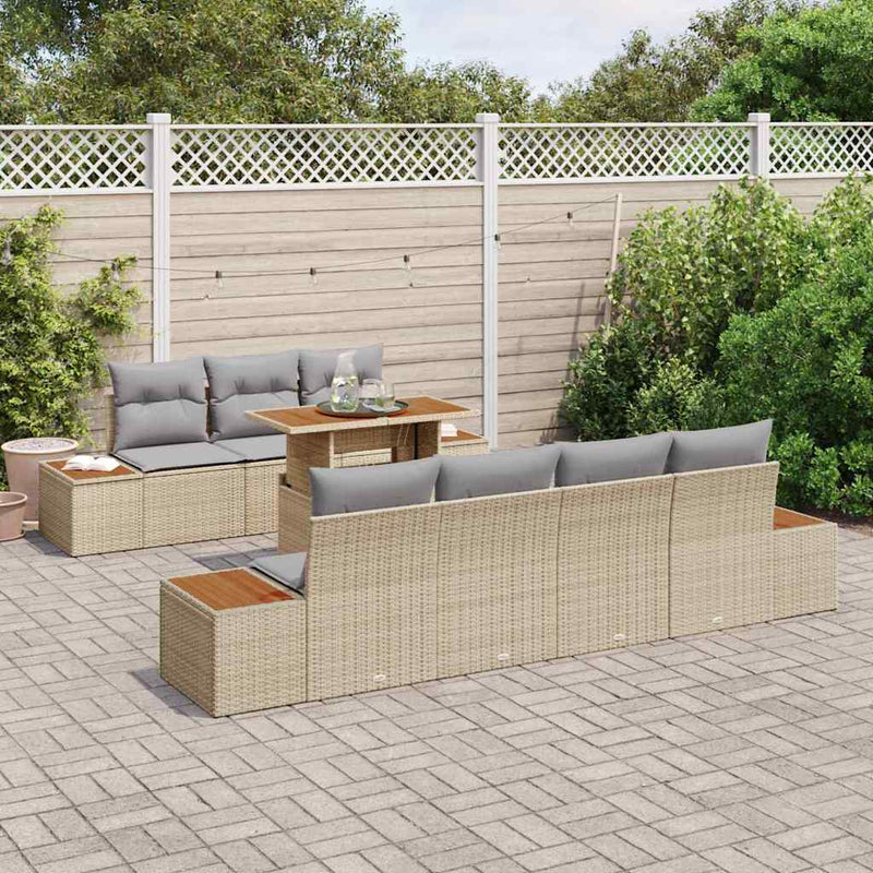 Set de canapele pentru grădină 8 buc. Bej Rattan poli