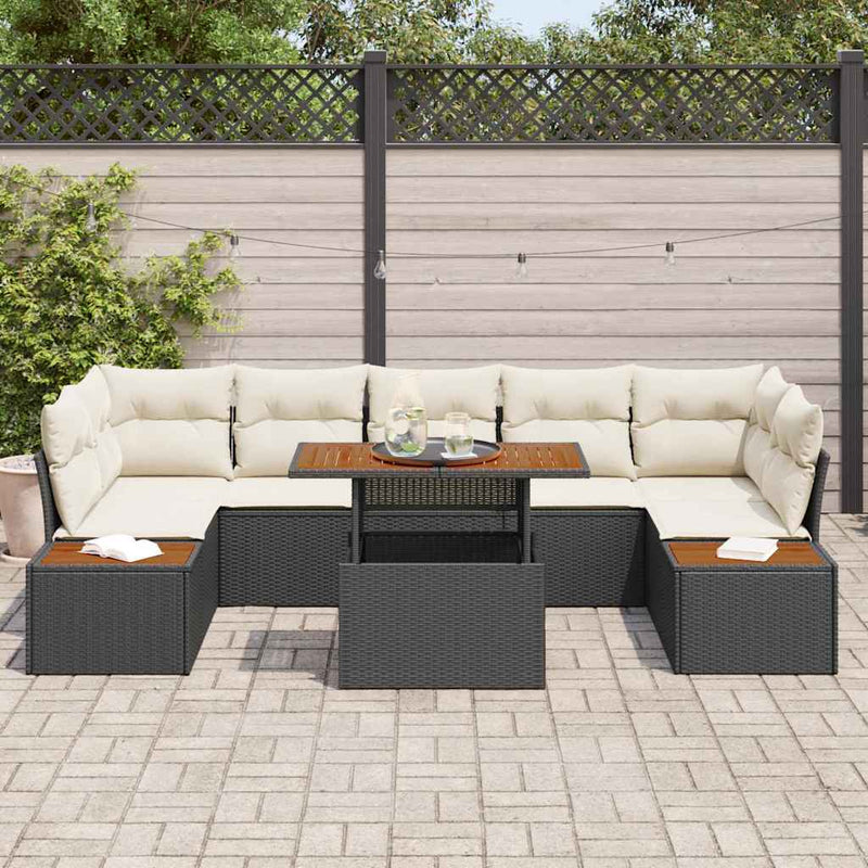 Set de canapele pentru grădină 8 buc. Negru și Bej