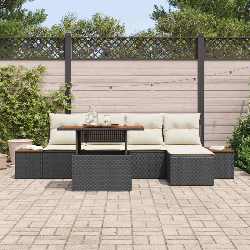 Set de canapele pentru grădină 6 buc. Negru și Bej