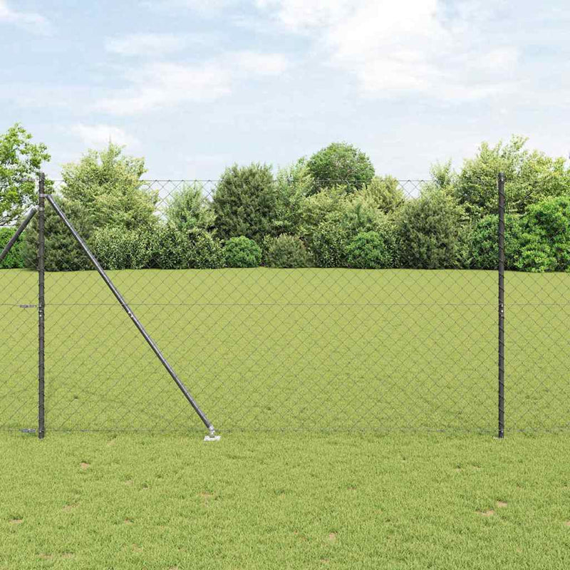 Gard de lanț cu vârfuri 10 x 1,6 m Oțel cu strat de PVC Gri