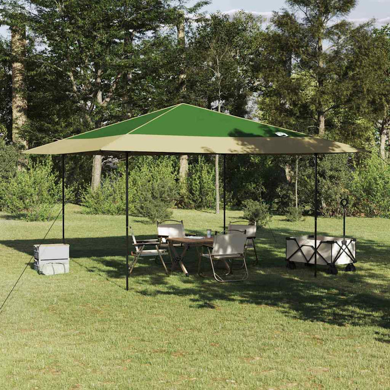 Cort cu Copertină 395 x 395 x 251 cm Verde țesătură