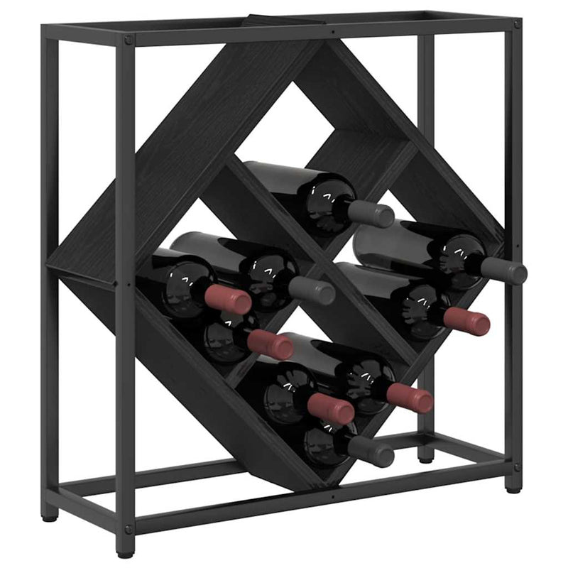 Raft pentru vin 16 sticle Lemn prelucrat Stejar Negru