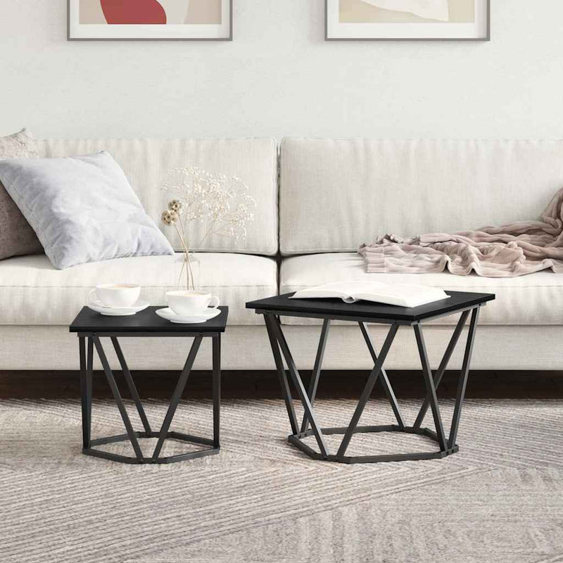 Set măsuțe laterale 2 buc. Stejar Negru 50 x 50 x 40 cm
