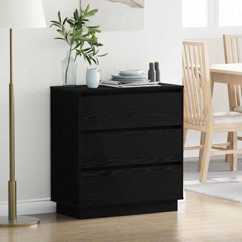 Dulap de noapte Stejar Negru 71 x 34,5 x 75 cm Lemn prelucrat