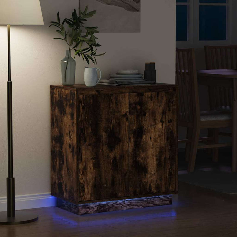 Bufet LED Stejar fumuriu 71 x 34,5 x 75 cm Lemn prelucrat