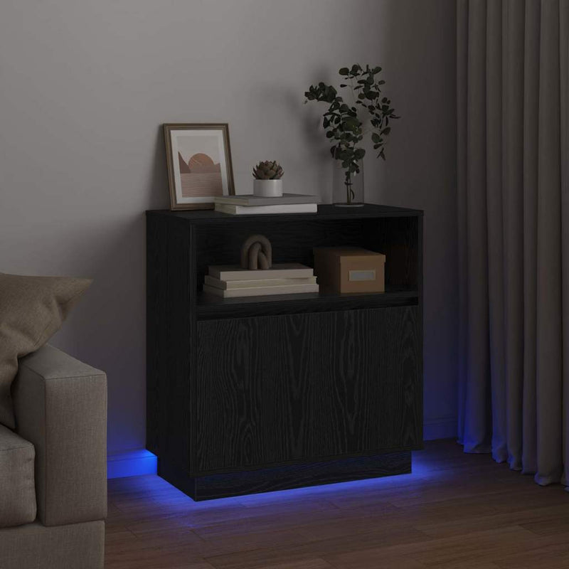 Bufet LED Stejar Negru 71 x 34,5 x 75 cm Lemn prelucrat