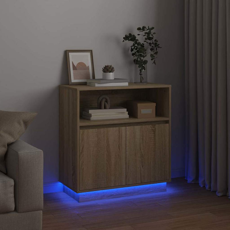 Bufet LED Stejar Sonoma 71 x 34,5 x 75 cm Lemn prelucrat