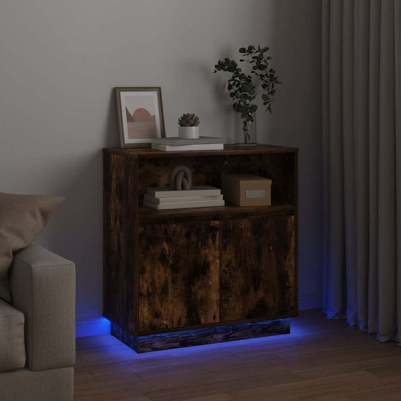 Bufet LED Stejar fumuriu 71 x 34,5 x 75 cm Lemn prelucrat