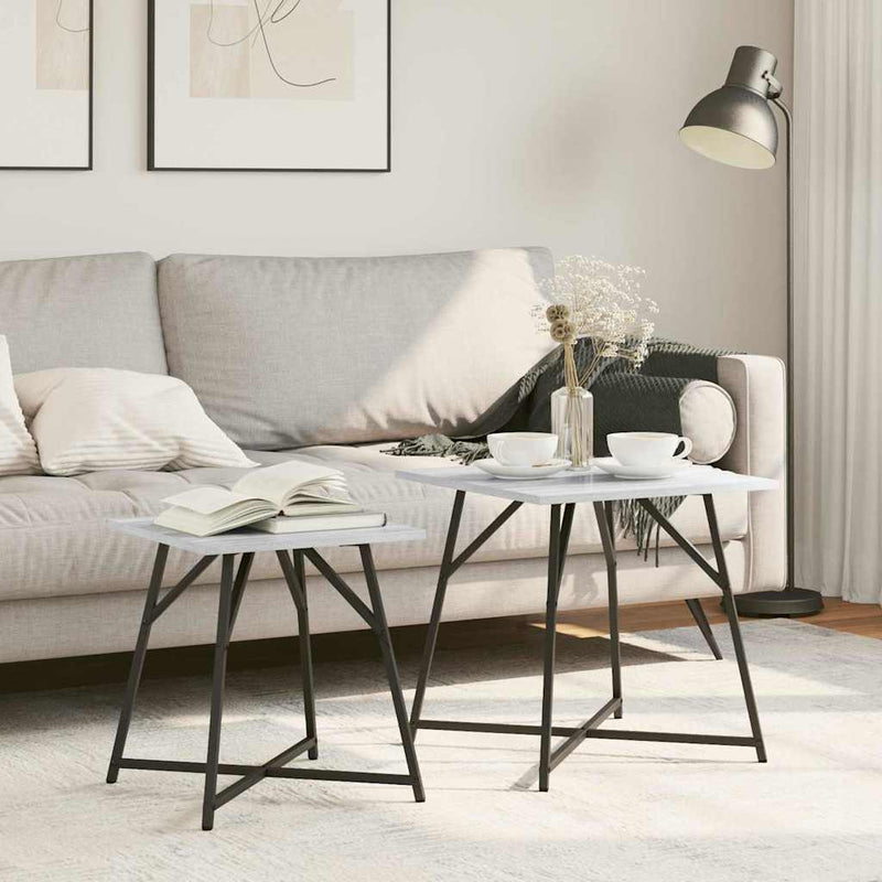 Set măsuțe laterale 2 buc. Gri Sonoma și negru 50 x 50 x 50 cm