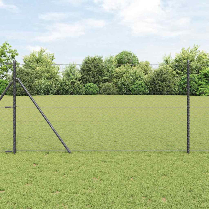 Fixare pentru gard hexagonal 10 x 1 m Oțel cu strat de PVC Gri