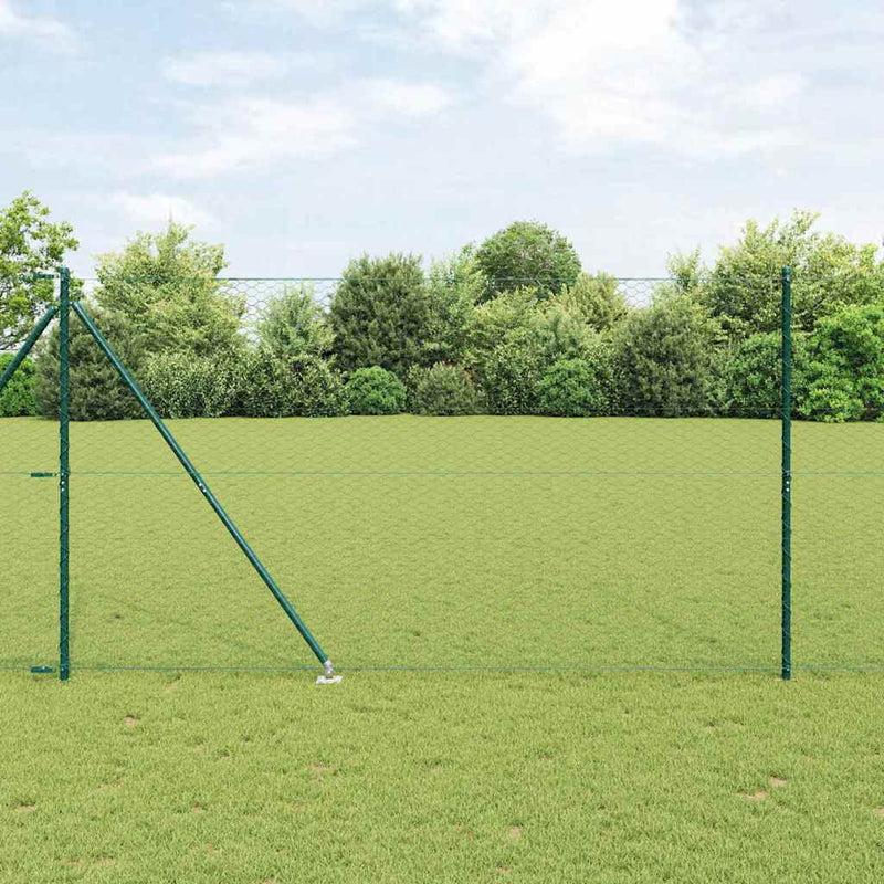 Gard hexagonal cu stâlp 10 x 1,5 m Oțel cu strat de PVC Verde