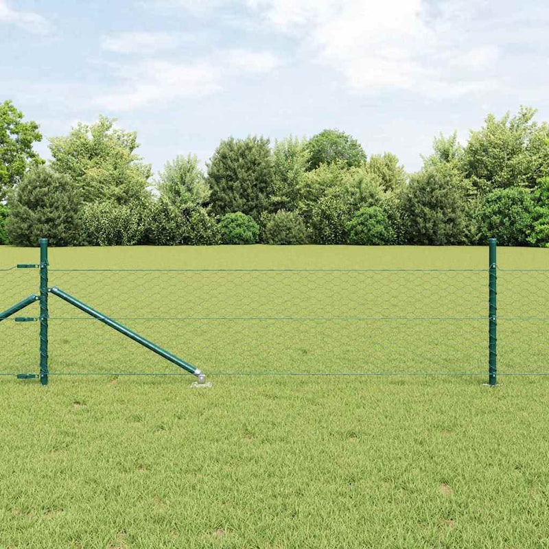 Gard hexagonal cu stâlp 100 x 0,4 m Oțel cu strat de PVC Verde