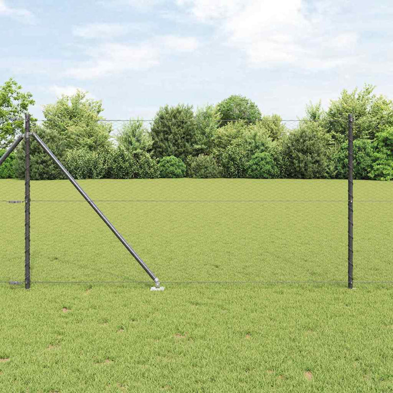 Gard hexagonal cu stâlp 10 x 1 m Oțel cu strat de PVC Gri Plasă
