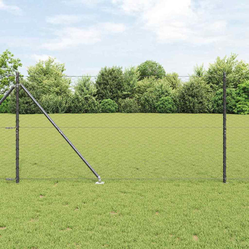 Gard hexagonal cu stâlp 25 x 1,4 m Oțel cu strat de PVC Gri