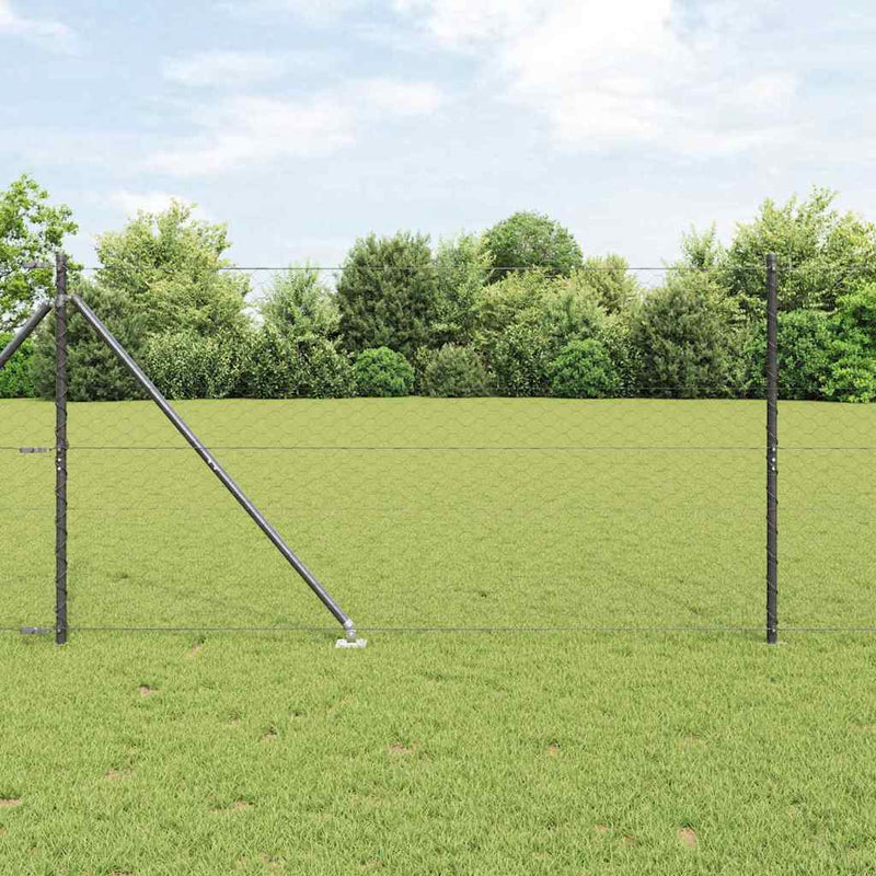 Gard hexagonal cu stâlp 50 x 1,2 m Oțel cu strat de PVC Gri