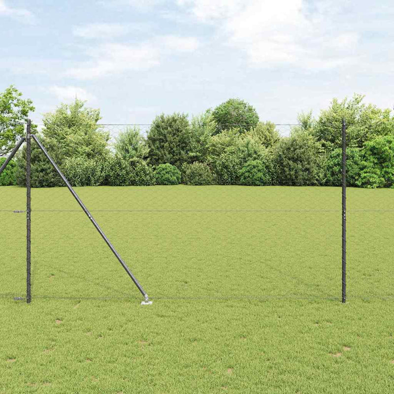 Gard hexagonal cu stâlp 50 x 1,5 m Oțel cu strat de PVC Gri