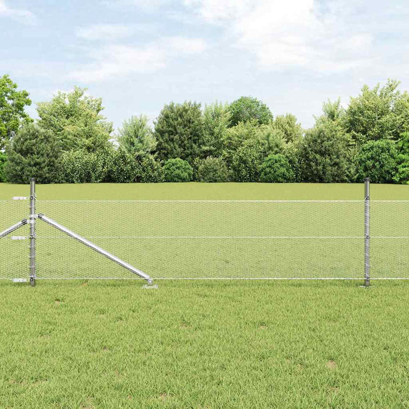 Gard hexagonal cu stâlp 10 x 0,8 m Oțel Galvanizat Argintiu