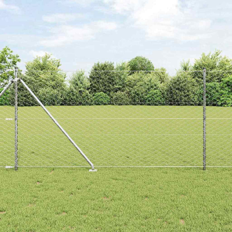 Gard hexagonal cu stâlp 10 x 1,2 m Oțel Galvanizat Argintiu