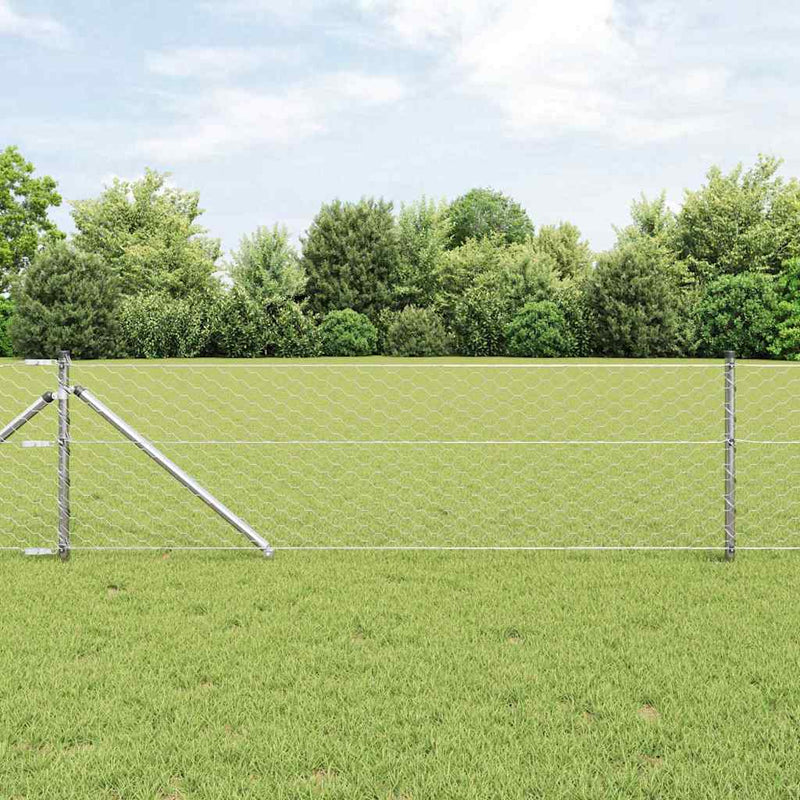 Gard hexagonal cu stâlp 50 x 0,6 m Oțel Galvanizat Argintiu