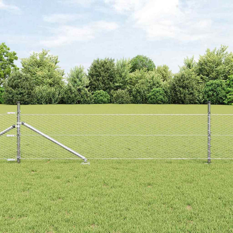 Gard hexagonal cu stâlp 50 x 0,8 m Oțel Galvanizat Argintiu