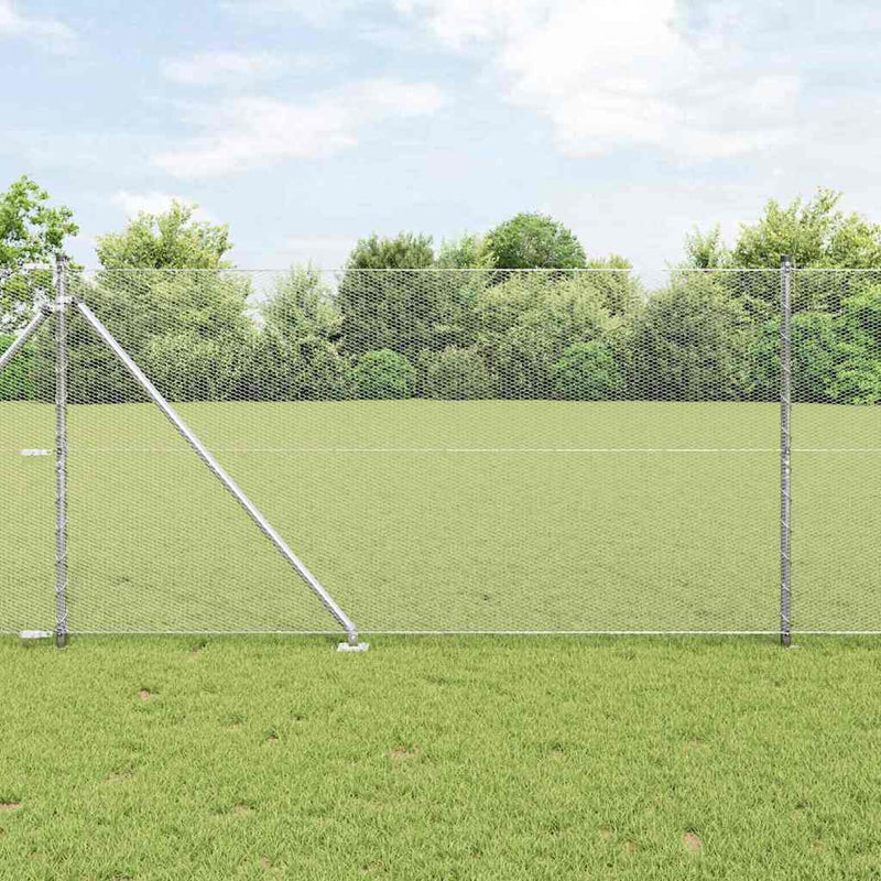 Gard hexagonal cu stâlp 50 x 1,2 m Oțel Galvanizat Argintiu
