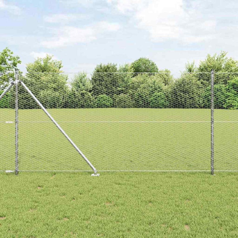 Gard hexagonal cu stâlp 100 x 1,4 m Oțel Galvanizat Argintiu