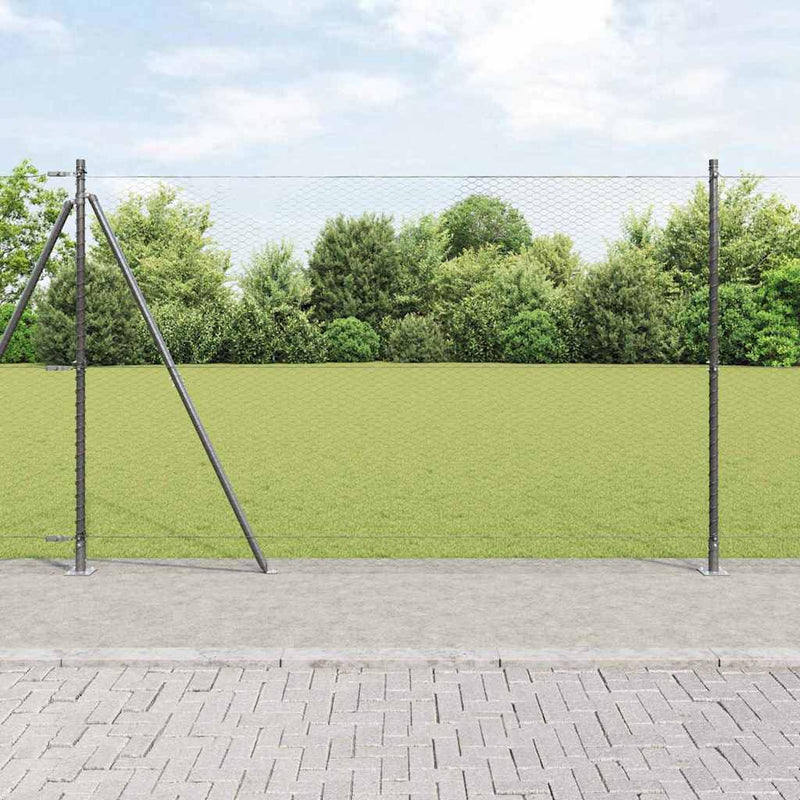 Gard hexagonal cu bază din beton 25 x 1,5 m Gri Plasă