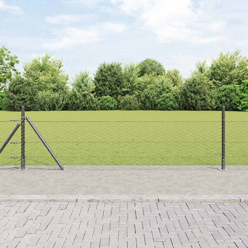Gard hexagonal cu bază din beton 50 x 0,4 m Gri Plasă