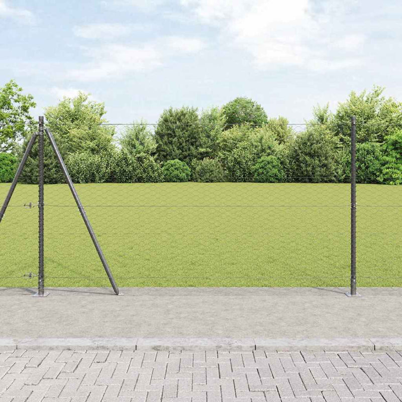 Gard hexagonal cu bază din beton 50 x 1,4 m Gri Plasă