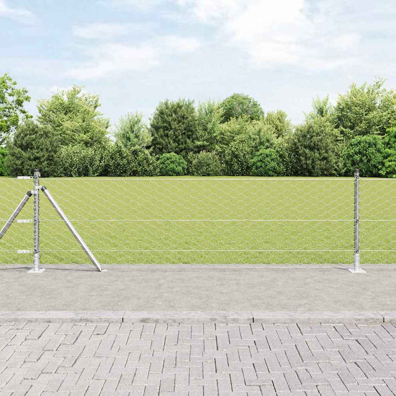 Gard hexagonal cu bază din beton 25 x 0,6 m Oțel Galvanizat