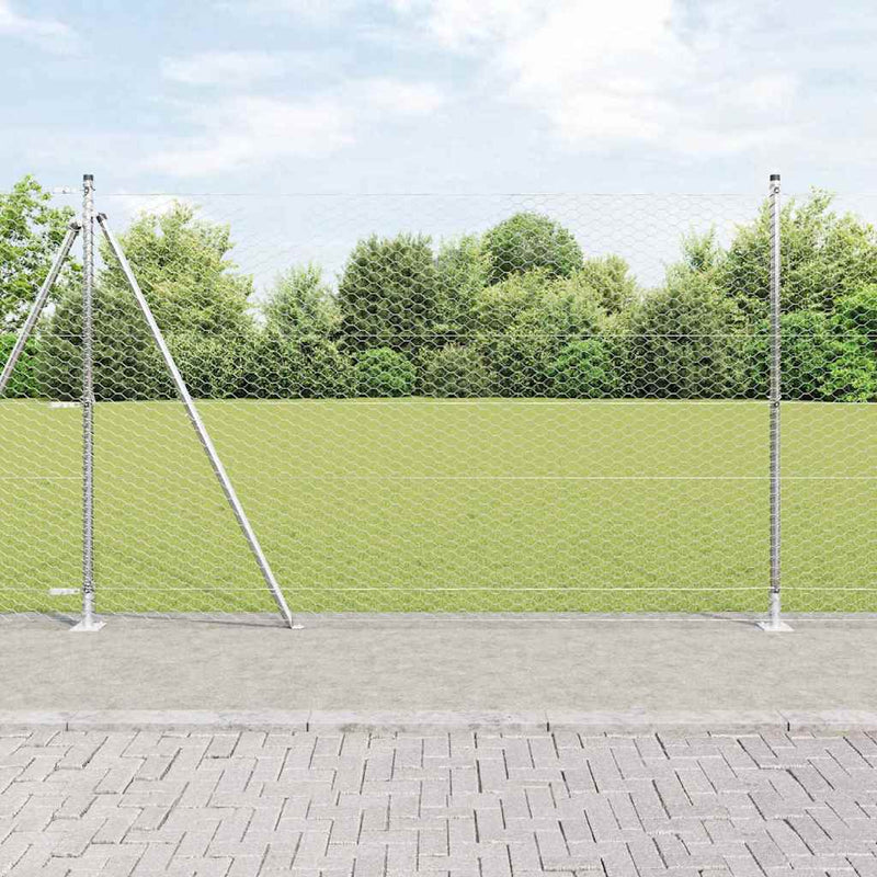 Gard hexagonal cu bază din beton 100 x 1,4 m Oțel Galvanizat