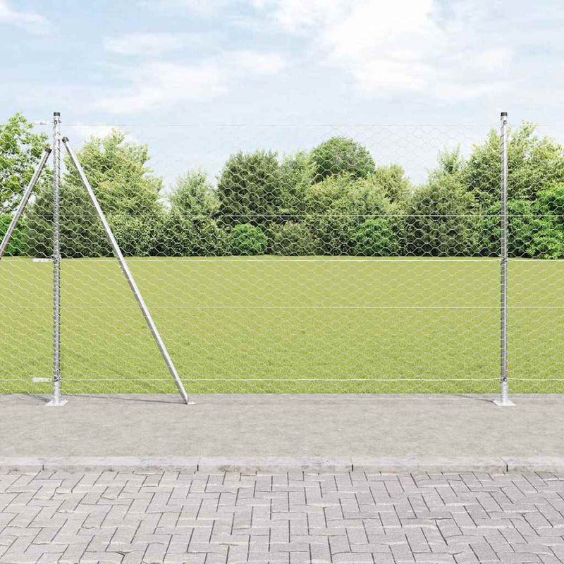 Gard hexagonal cu bază din beton 100 x 1,4 m Oțel Galvanizat